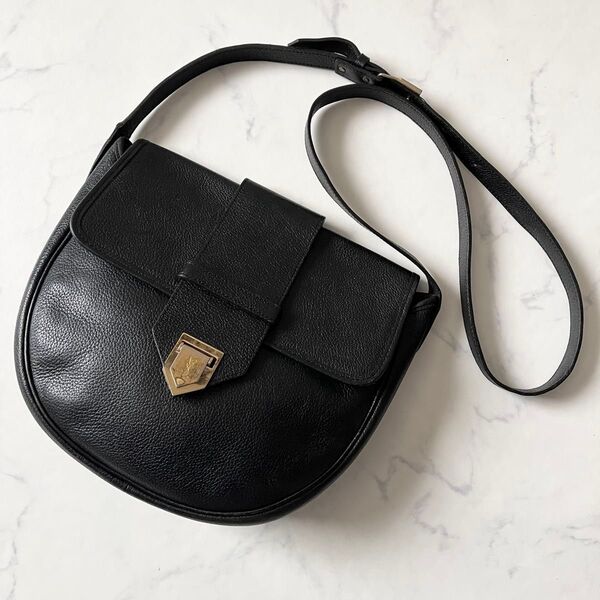 Yves Saint Laurent イヴサンローラン YSL ショルダーバッグ カサンドラ レザー 本革 ブラック 黒 y2k