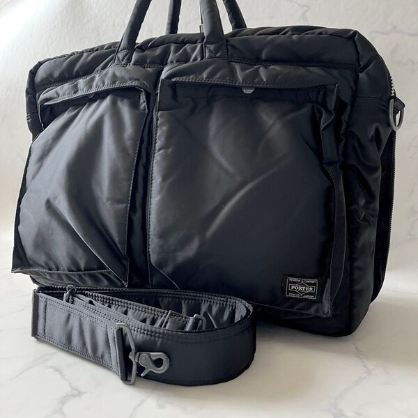 【美品】PORTER ポーター タンカー ショルダーバッグ ビジネスバッグ 2way ナイロン ブラック 黒