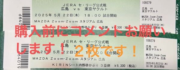 カープ チケット マツダスタジアム ヤクルトスワローズ KIRIN砂かぶり CARP