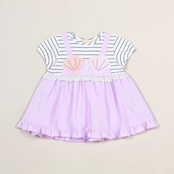 【新品】BabyCheerベイビーチアーシェルドッキングチュニック120cmラベンダー 半袖 女の子Tシャツトップス春夏ナルミヤ