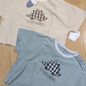 新品80 テータテート futafuta バースデイ しまむら 恐竜半袖Tシャツ 2枚セット