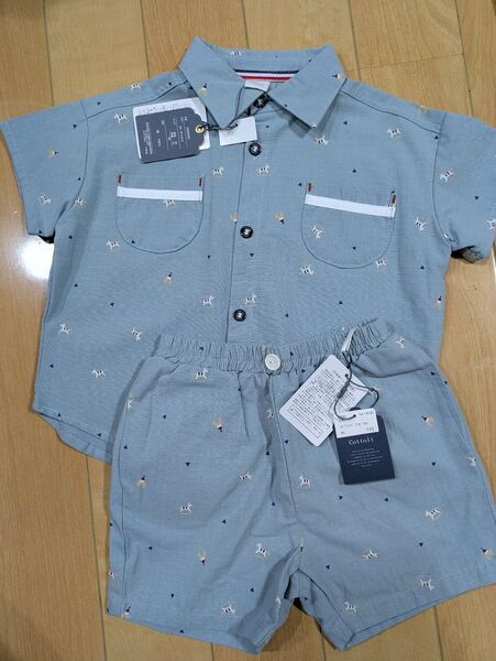 新品95.コトリ 木馬柄 セットアップ 半袖Tシャツ ベビーパンツ テータテート futafuta バースデイ しまむら