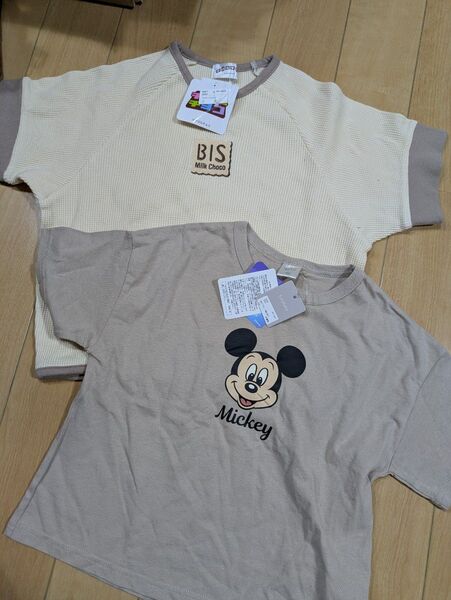 新品120.ディズニーミッキー半袖Tシャツ 2枚セット テータテート futafuta バースデイ しまむら