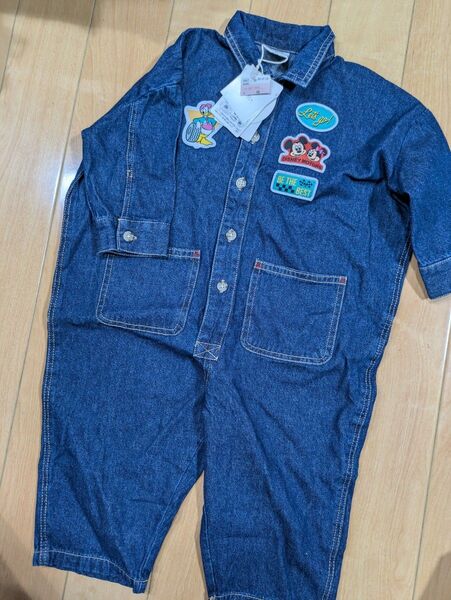 新品90.ディズニー ミッキーつなぎ デニムパンツ テータテート futafuta バースデイ しまむら