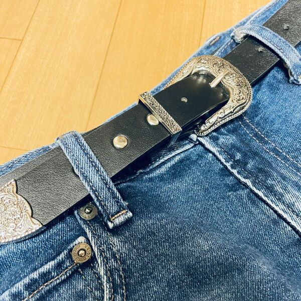 ウエスタンベルト レザー ブラック 黒 ビンテージ アメカジ 古着 スタッズ アンティーク ビジネス 紳士 y2k スーツ