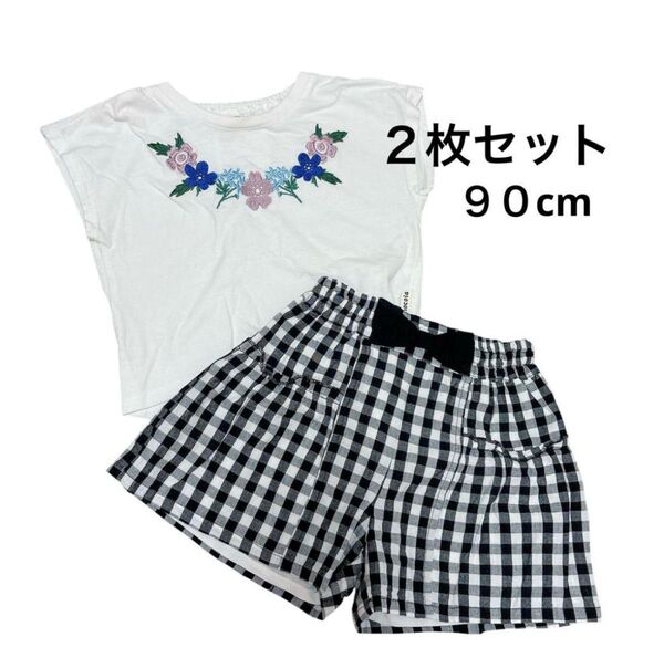 ベビー服 2枚セット 90センチ ショートパンツ Tシャツ 半袖 上下セット 子供服 女の子 半袖Tシャツ