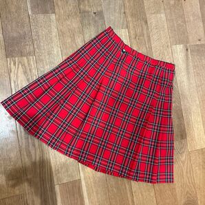 SUPER LOVERS プリーツ スカート 赤チェック サイズL 夏服 チェックスカート