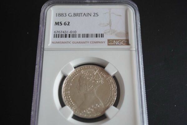 【極美品・希少・高鑑定】1883年 英国 ゴシックフローリン NGC MS62 ビクトリア女王 銀貨 ヴィクトリアコイン