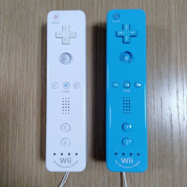 【2個】任天堂 Wiiリモコン コントローラー(青・ホワイト)型式RVL-036