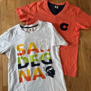 【KAPPA CALCIO】2枚セット S Tシャツ ITALY サッカー 白橙 ホワイト オレンジ