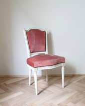 jf00521b 仏国*フランスアンティーク*家具 フレンチチェア サロンチェア 白家具 ピンククッションチェア ロココ 姫 ダイニングチェア 椅子_画像1