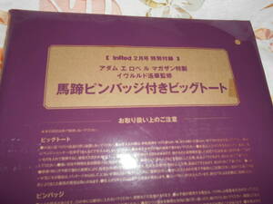未使用・InRed2月号付録　イヴルルド遙華 監修ビッグトート&馬蹄ピンバッジ