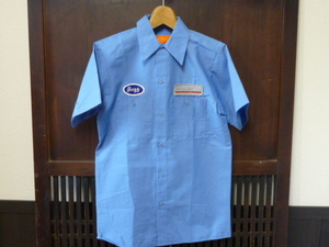USA古着　ワークシャツ　半袖　デッドストック S 90s Montgomery Ward 水色　ブルー　MADE IN USA １６