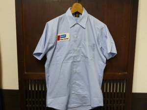 USA古着　ワークシャツ　半袖　デッドストック S 90s PIPER 水色　ブルー　MADE IN USA ２１