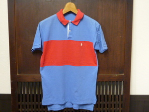 USA古着　Polo Ralph Lauren ポロシャツ　S 80s 90s MADE IN USA ラルフローレン　青　赤　半袖