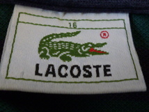 LACOSTE ポロシャツ　１６　70s 80s 緑　紺　ラコステ　半袖　鹿の子　ボーダー　古着　アメリカ　ヨーロッパ_画像3