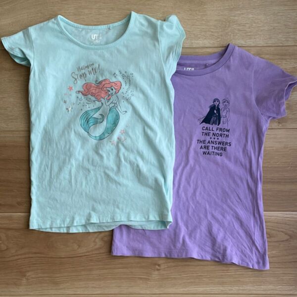 ★ディズニープリンセス★アナと雪の女王アリエルUNIQLO Tシャツ 2枚セット 120cm 女の子エルサ