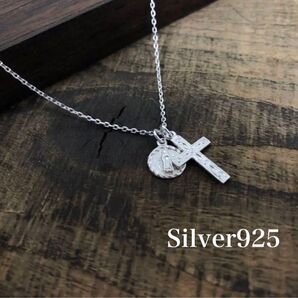 ネックレス メンズ メンズネックレス クロス マリア シルバー925 コイン