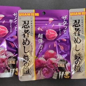 UHA味覚糖 忍者めし 鉄の鎧 グレープ 3袋セット 超弾力ハードグミ 忍者式ダイエット
