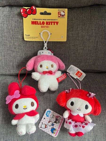 ハローキティ50周年 韓国 マイメロディ いちごロリータマスコット プライズ景品 マスコット ぬいぐるみ マイメロ いちご