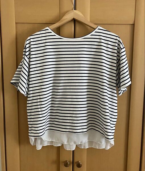 BEAMS HEART ビームス レース付きボーダーカットソー Tシャツ 半袖 トップス