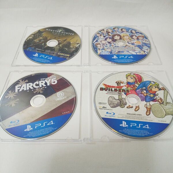 PS4 ソフト ドラクエ ビルダーズ モンハンワールド ファークライ5 アイドルマスター ケースなし