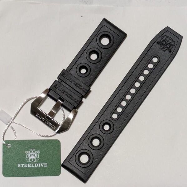 【新品】STEELDIVE ラバー ベルト ラグ幅 22mm ブラック ステンレスバックル スチールダイブ スティールダイブ
