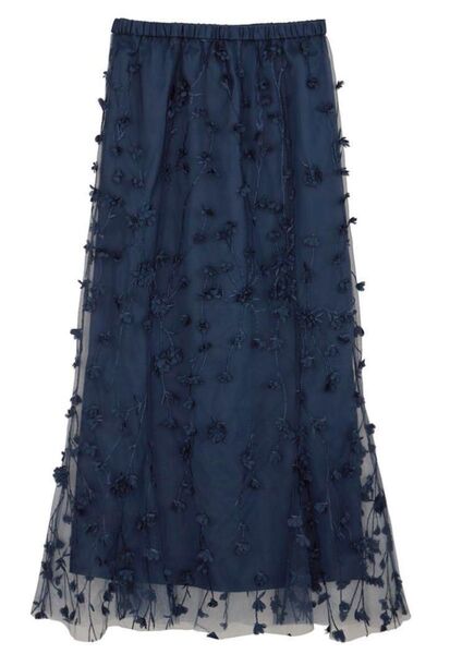 Ameri 3D FLOWER LAYERED SKIRT ブルー スカート S