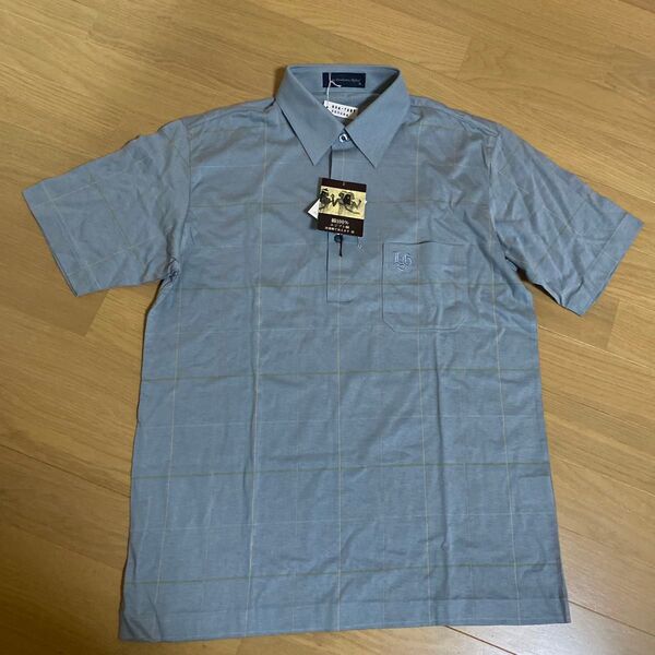 半袖ポロシャツ メンズ ブルー系 チェック L 新品 未使用