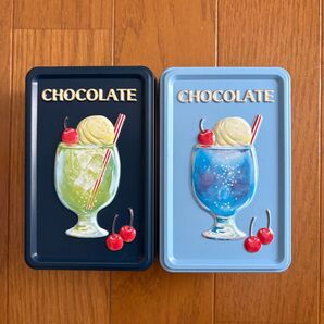 メリー チョコレート クリームソーダ 空缶 はじけるキャンディチョコレート 2024 2025 昭和レトロ アソートメント缶