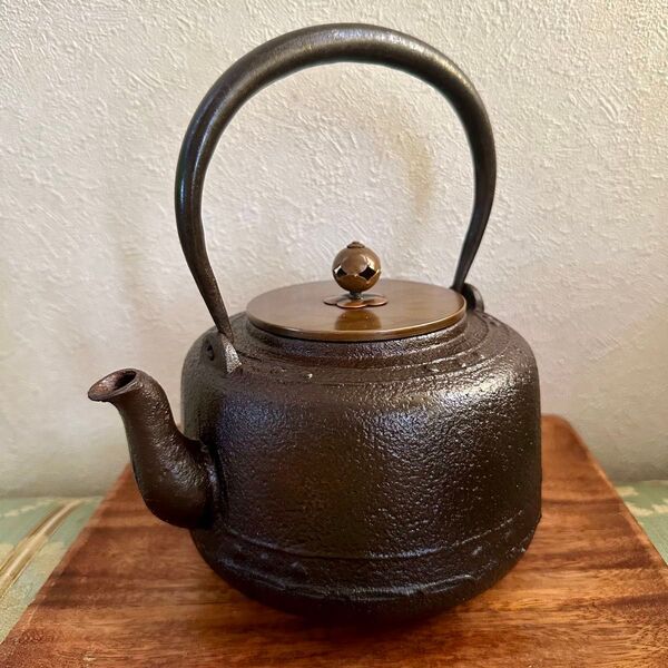 焼型 鉄瓶 銅蓋 阿弥陀堂 袋弦 茶道具 煎茶道具