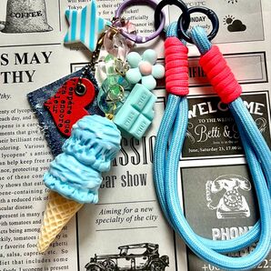 じゃらじゃらキーホルダー ハンドメイド フェイクフード アイス