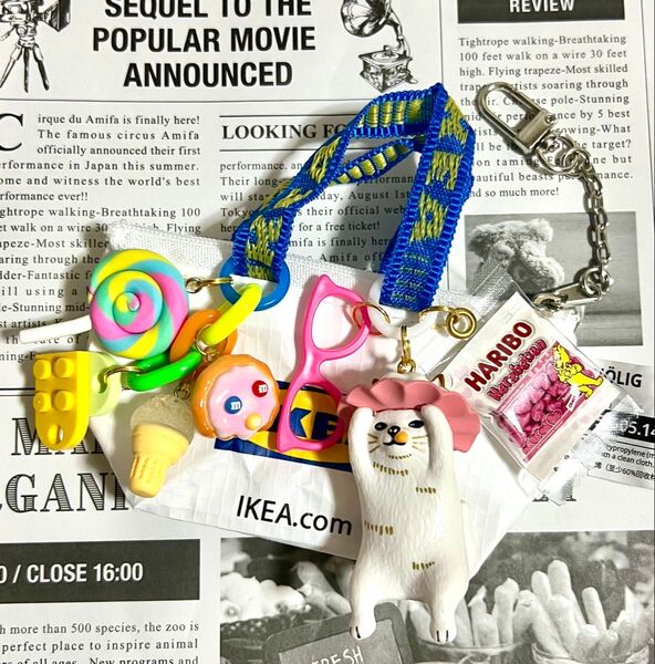 じゃらじゃらキーホルダー ハンドメイド キーホルダー ねこ