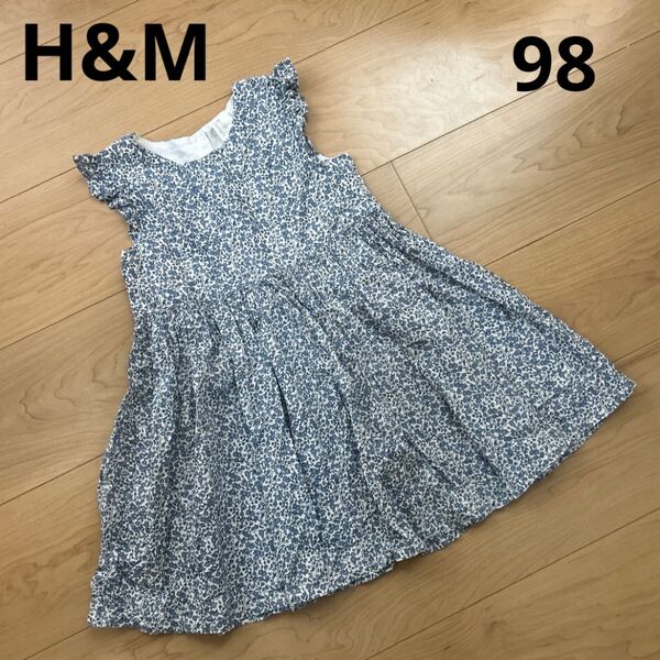 95 100 女の子 ノースリーブ ワンピース 花柄 後ろボタン 可愛い オシャレ H&M