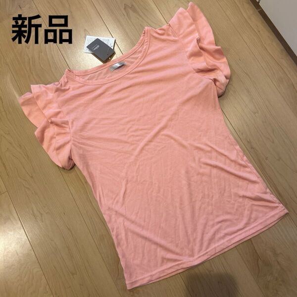 新品 レディース M ピンク フリル Tシャツ トップス 可愛い オシャレ