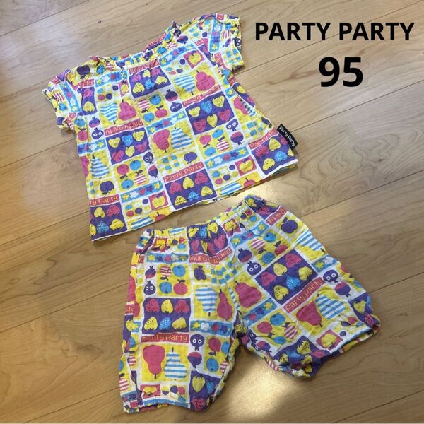 90 95 女の子 子供 キッズ 半袖 パジャマ 寝巻き 部屋着 セットアップ 可愛い オシャレ フルーツ カラフル パーティ 苺