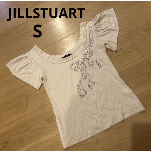 レディース S フリル ピンク ラインストーン リボン キラキラ Tシャツ トップス 可愛い オシャレ ジルスチュアート