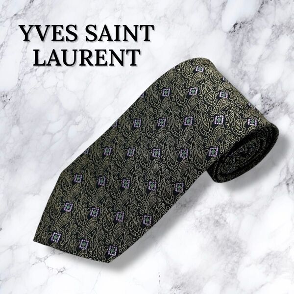 【新品・送料無料】イヴサンローラン ネクタイ ペイズリー柄 シルク 高級感 YVES SAINT LAURENT レギュラータイ