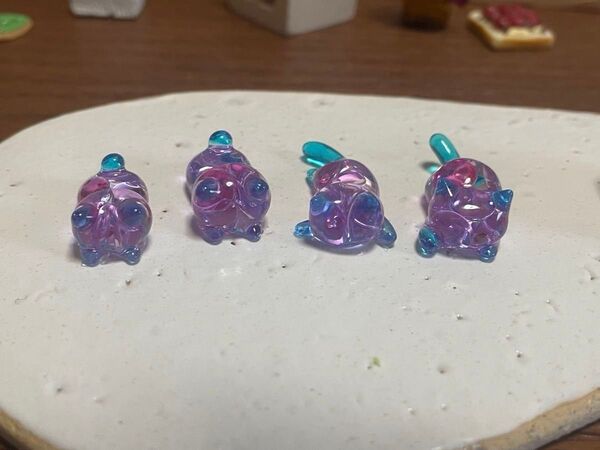 【アクリルビーズ紫】ハンドメイドねこパーツ4個セット