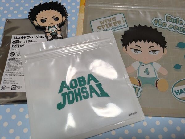 ハイキュー 岩泉 ジッパーバッグ 刺繍バッジ セット
