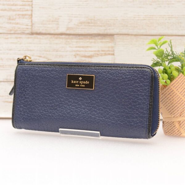 【極美品】 kate spade new york ネイビー ラウンドファスナー