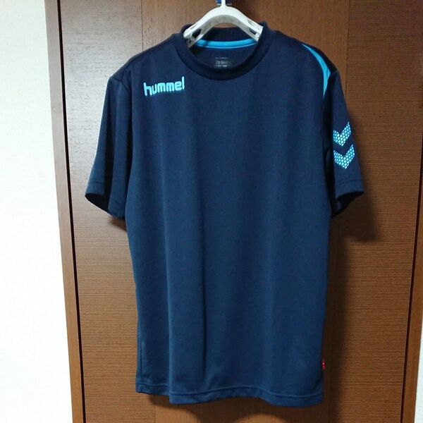 hummel プラクティスシャツ Tシャツ ネイビー メンズL 速乾 タイト クーポン