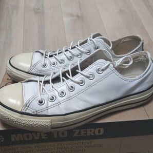 コンバース オールスター レザー ホワイト スニーカー シューズ 靴 ローカット 白 CONVERSE 皮 11552 27cm
