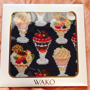 和光 フェイラーハンカチ「WAKO PARFAIT」 ネイビー新品未使用 FEILER
