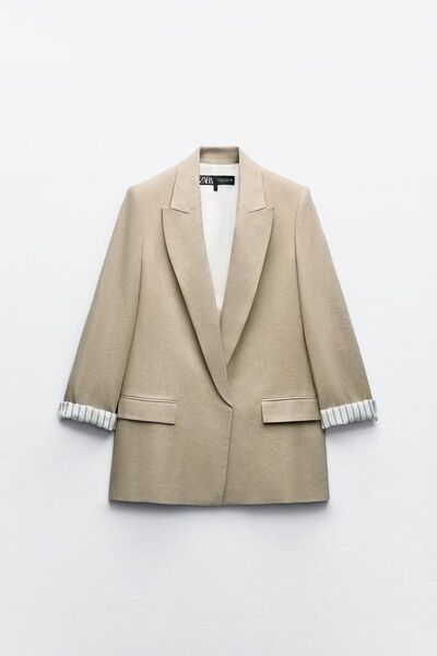 ZARA ザラ リネンブレンド ブレザー ジャケット Lサイズ アウター