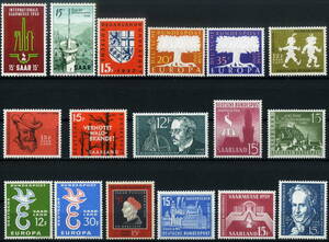 ★1956-59年 ドイツザールラント 未使用記念切手 15セット完(MNH)★YG-328