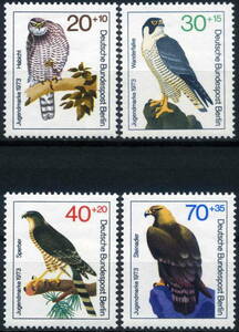 ★1973年 ドイツ-ベルリン 「鳥猛禽類」4種完 未使用(MNH)(SC#9NB97-9NB100)★ZV-329