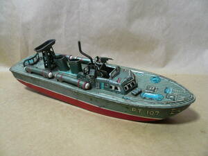 ●当時物玩具●船　ボート　ＰＴ１０７　Ｋ　ブリキ模型　日本製　ぜんまい　＃昭和レトロ