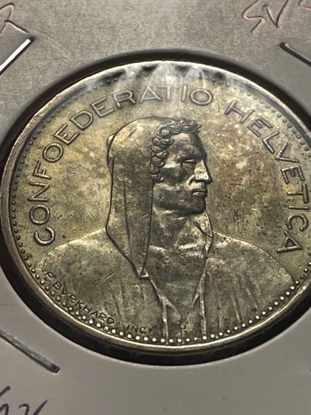 トーン 美品 スイス 1966年 5フラン 銀貨 ウィリアム・テル