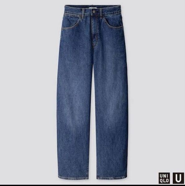 UNIQLO U【ワイドフィットカーブジーンズ 25 65 ブルー】美脚 人気
